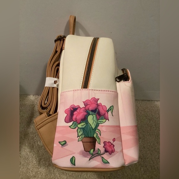 LOUNGEFLY DISNEY STITCH & ANGEL FLOWERS MINI BACKPACK NWT Pink 11" x 8" x 5" - Picture 3 of 6